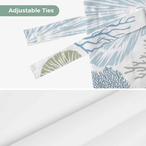 Vista 8 de Cenefa de amarre para ventanas, cortinas náuticas costeras de coral, cenefas con bolsillo para barra, cortinas de ventana con temática de playa