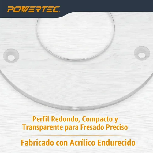 Vista 6 de POWERTEC Placa base de router de 2-1/2 pulgadas de diámetro, acrílico transparente con múltiples agujeros preperforados, tornillos para fácil
