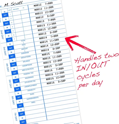 Vista 4 de Pyramid Time Systems - Tarjetas de tiempo recicladas al 30% (35100-10PK3) - 300 tarjetas For Pyramid Models 3500, 3500ss, 3600SS &3700ss Time