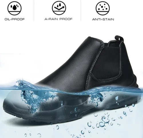 Vista 4 de PJZHJ Zapatos Antideslizantes para Hombres, Resistente al Aceite y al Agua, Zapatos de Chef Cómodos, Zapatos de Trabajo Antideslizantes para Cocina