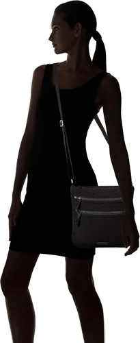 Vista 6 de Vera Bradley Bolso cruzado hipster de microfibra con triple cremallera para mujer, Negro clásico
