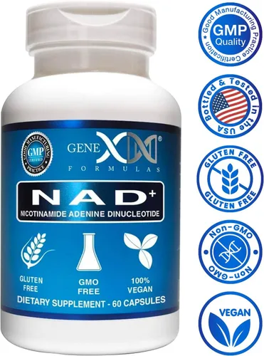 Vista 8 de Genex Formulas NAD+ 250mg porción 60 cápsulas de nicotinamida adenina dinucleótido (NAD+ real no es un precursor) (1)