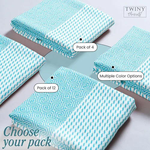 Vista 5 de TWINY threads Juego de toallas de cocina con diseño de diamante, 100% algodón, trapos grandes y trapos de lavado, absorbentes de secado rápido