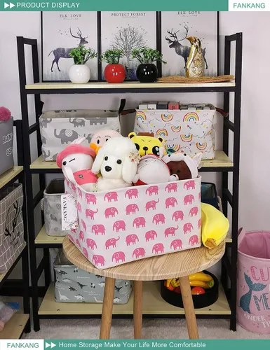 Vista 4 de FANKANG - Canasta plegable de almacenamiento para guardería, con revestimiento de polietileno impermeable, de grand tamaño, para niños y niñas