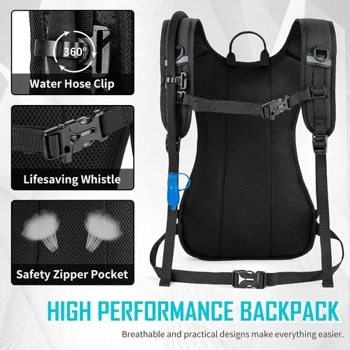 Vista 5 de MIRACOL Mochila de hidratación para senderismo con bolsa de agua a prueba de fugas de 2 litros, bolsa de agua ligera aislada para hombres y mujeres