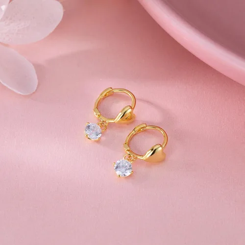 Vista 5 de SLUYNZ Aretes de aro de plata de ley con forma de corazón pequeño para mujer