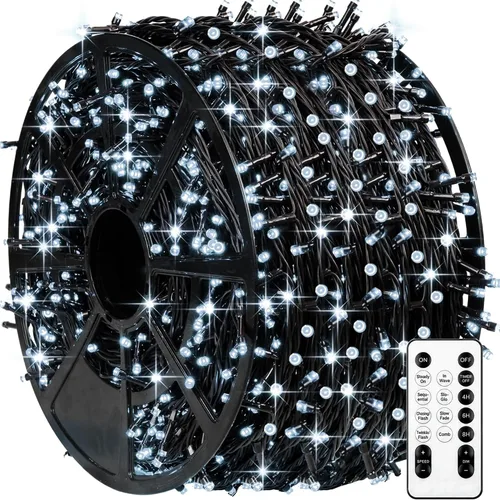 Vista 29 de Luces de Navidad, 1000 luces LED de 328 pies para árbol de Navidad enchufables con 8 modos, control remoto, tira de luces de Navidad impermeables