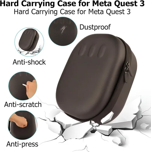 Vista 2 de WEILE Estuche rígido de transporte compatible con auriculares Oculus Meta Quest 3 VR, controladores y accesorios de juegos, a prueba de golpes