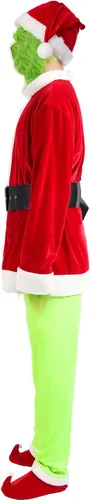 Vista 2 de Wabolay Christmas Costume for Women Adult Green Big Monster Santa Suit 7PCS Deluxe Furry Halloween Cosplay Outfit Set Xmas