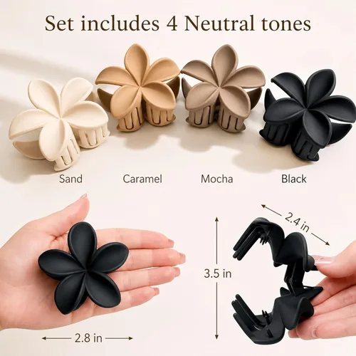 Vista 7 de Clips de cabello con flores para mujeres y niñas, cabello grueso a fino, clips de garra medianos bonitos, accesorios decorativos para el cabello