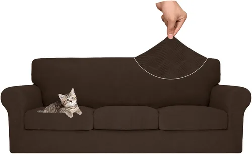 Vista 26 de MAXIJIN 2 piezas de fundas para silla con brazos, funda para silla de sofá para sala de estar, funda elástica para perros para una silla con 1 cojín