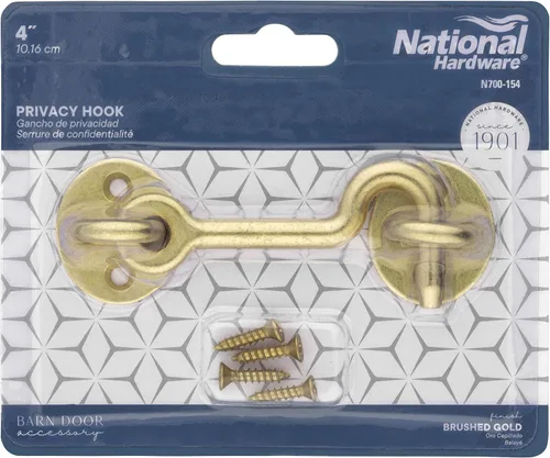 Vista 3 de National Hardware N700-154 Gancho de privacidad, oro cepillado, 4