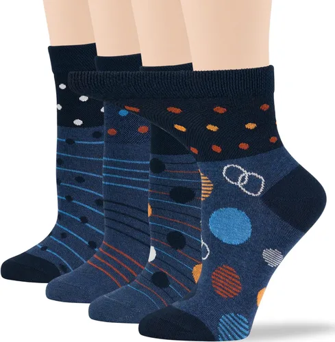 Vista 20 de 7BIGSTARS KINGDOM Women's Cotton Quarter Non-Binding Diabetic Fashion Socks-L-M-4 Pack-Multicolor