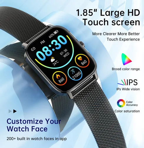 Vista 6 de Reloj inteligente para hombre y mujer Fitness: hacer respuesta llamar relojes digitales impermeables para hombre podómetro de carrera reloj