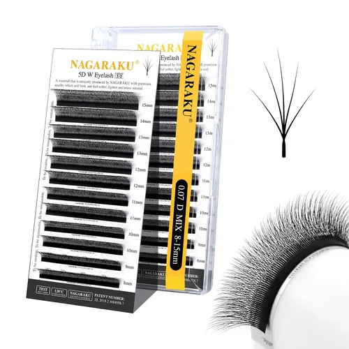 Vista 124 de NAGARAKU Extensiones de pestañas prefabricadas en abanico 3D W 0.05 C 0.315 0.05-C 3D W