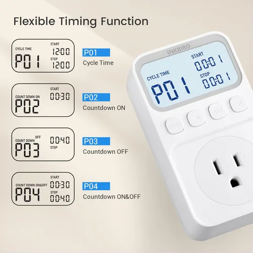 Vista 5 de INKBIRD Termostato digital Salida Controlador de temperatura Toma de corriente Control de calefacción/enfriamiento 1200W 10A Pantalla retroiluminada
