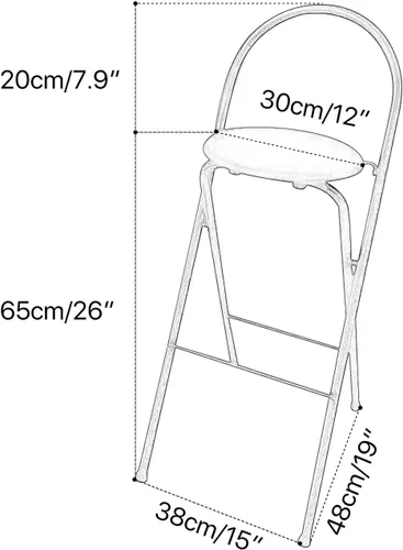 Vista 2 de Taburetes de bar modernos para desayuno, taburete plegable de madera con reposapiés trasero, taburete de bar plegable, altura de 26 pulgadas/28 Negro