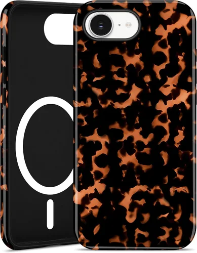 Vista 83 de Jusy Compatible con MagSafe Brown Tortoise Shell Print Phone Case para iPhone 7/8/SE, funda protectora magnética de lujo de TPU suave