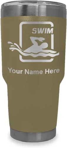 Vista 13 de LaserGram Vaso aislado al vacío de 20 onzas, para natación, grabado personalizado incluido (negro) Engraved Gift for Swimmers, Vacuum Insulated