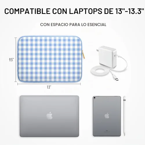 Vista 4 de Vandel Funda delgada para laptop de 13-13.3 pulgadas para MacBook Air 13 a. Azul Gingham