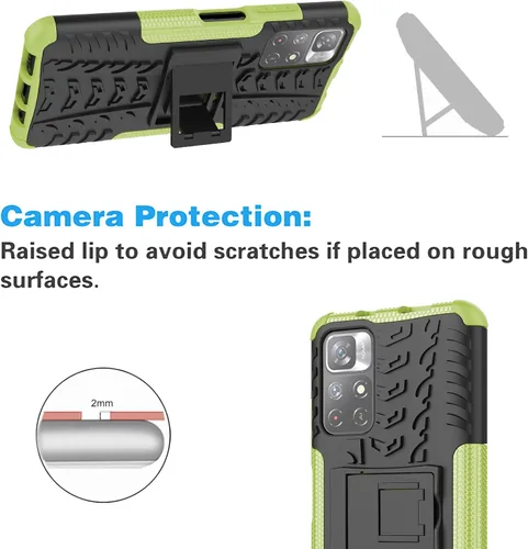 Vista 5 de Asuwish Funda de teléfono para Xiaomi Poco M4 Pro 5G/Redmi Note 11S 5G con protector de pantalla de vidrio templado y soporte delgado híbrido