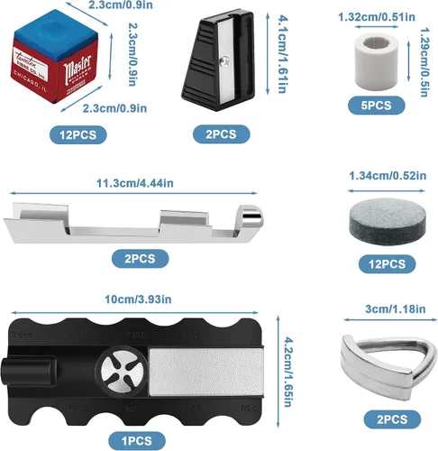 Vista 2 de Coolrunner Kit de reparación de tacos de billar, accesorios de repuesto para tacos de billar de 36 piezas