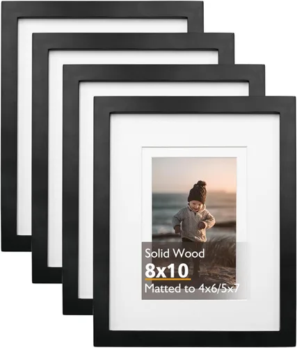 Vista 37 de KINLINK Marco de fotos de 3.5 x 5 pulgadas, color negro ceniza, marcos de madera maciza con plexiglás para mesa y montaje en pared, marcos de fotos
