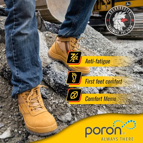 Vista 3 de Rockrooster AK050 - Botas de trabajo para hombre, puntera de acero, cremallera YKK, 6in, antideslizantes y resistentes al deslizamiento, piel