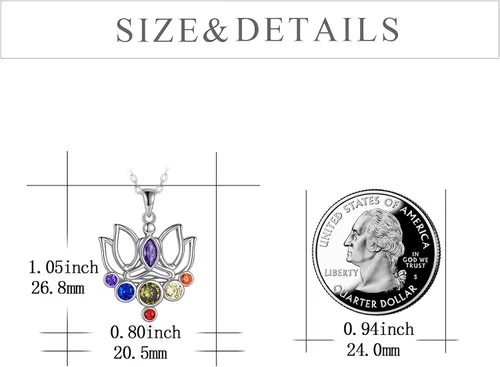 Vista 4 de POPLYKE Collar de plata de ley 925 con colgante de chakras, cristales curativos, regalo de cumpleaños para mujeres