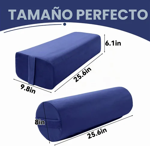 Vista 2 de MABOZOO Juego de cojines de yoga, funda de terciopelo de espuma de alta densidad para yoga restaurativo y meditación, almohada rectangular