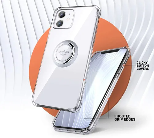 Vista 7 de Silverback Funda transparente diseñada para iPhone 12 Mini con soporte de anillo, TPU suave que absorbe los golpes, a prueba de golpes, para Apple