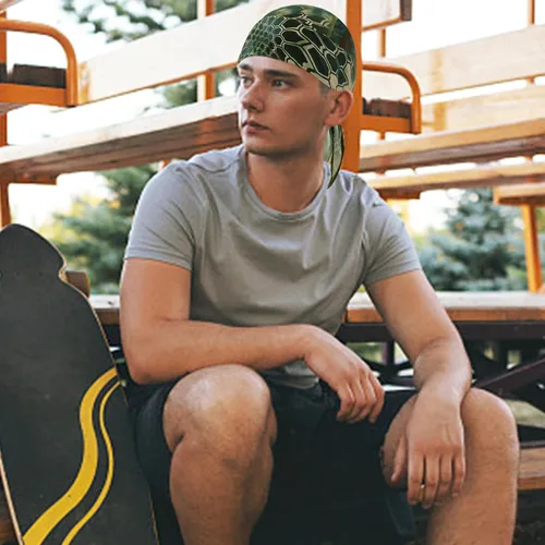 Vista 4 de DOCILA 3 piezas Do Rags para hombre, diseño de calavera, bandana y gorro transpirable