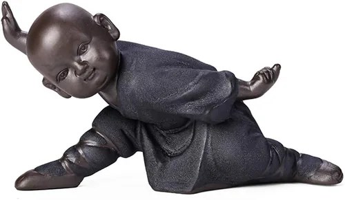 Vista 10 de Kingzhuo Estatuilla de Buda en miniatura de cerámica, pequeña y linda estatua de Buda, figura de monje, manualidades creativas para bebés, adornos