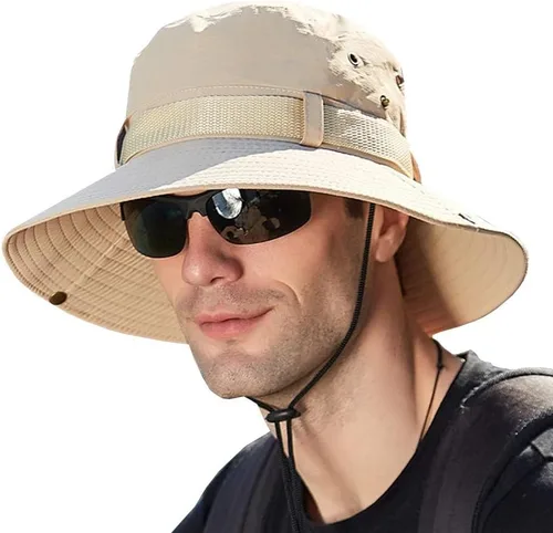 Vista 3 de Sombrero de sol plegable con protección solar UV, impermeable, transpirable, ala ancha