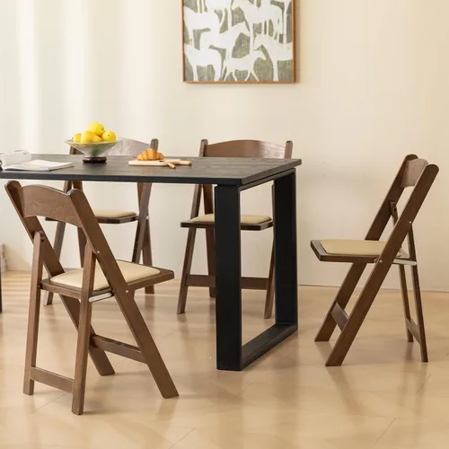Vista 9 de Silla plegable de madera, color madera de fruta, juego de 2