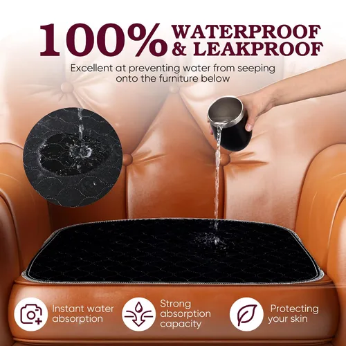 Vista 2 de Almohadillas Impermeables para Sillas para Incontinencia Paquete de 4 Protectores de Asiento Reutilizables 22" x 21" Protector de Silla Lavable