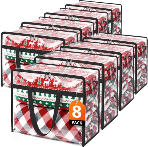 Vista 9 de SpaceTrove Bolsas de almacenamiento transparentes, paquete de 4 contenedores organizadores de almacenamiento debajo de la cama y armario, bolsas
