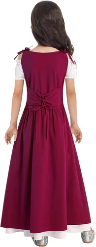 Vista 2 de dPois Vestido medieval renacentista para niños, disfraz de Halloween, cosplay, princesa de hada, camisola