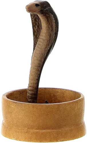 Vista 2 de Holyart Snake in Basket Original Cometa Nativity Scene en madera pintada de Val Gardena 3.9 in