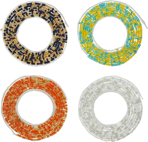 Vista 35 de 4 cuentas de cintura africana hechas a mano de 50 pulgadas para mujer, no elásticas (corbata)