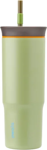 Vista 9 de Owala Vaso de viaje aislado de acero inoxidable de triple capa con tapa resistente a derrames, popote y asa de transporte, sin BPA, 40 onzas Tropical