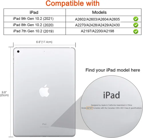 Vista 2 de Funda giratoria para iPad de 9ª generación 2021 / iPad de 8ª generación 2020 / 7ª generación 10.2" 2019, funda con soporte de visualización