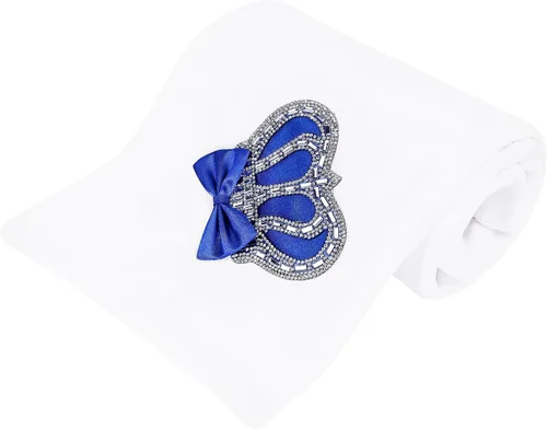 Vista 12 de Manta de recepción para bebé recién nacido, diseño de corona, color azul