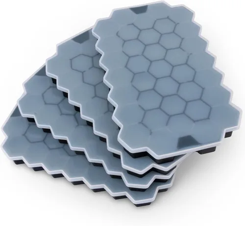 Vista 15 de Bandejas de cubitos de hielo para congelador con tapa-37 cuadrícula de silicona para moldes pequeños de cubitos de hielo, fácil de liberar y Azul