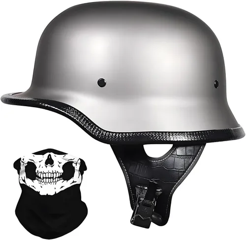 Vista 11 de Casco de motocicleta de estilo alemán, casco de motocicleta aprobado por DOT, para adultos, hombres y mujeres, casco de media carcasa de cara