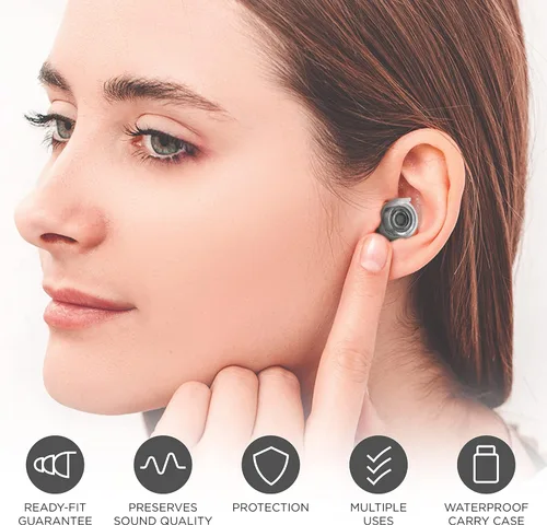 Vista 3 de Tapones para los oídos de alta fidelidad, tapones para los oídos de música, protección auditiva para conciertos, músicos, motocicletas, aviones