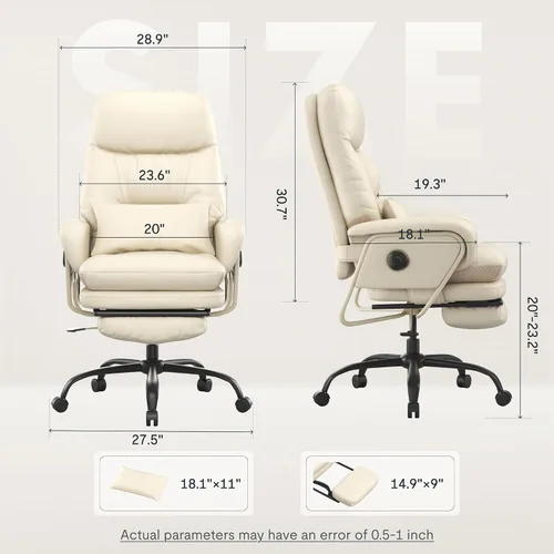 Vista 2 de Silla de oficina ergonómica FLEXISPOT con reposapiés, silla de escritorio de computadora de respaldo alto, silla de salón interior con ruedas
