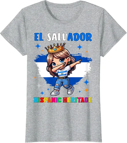 Vista 28 de Camiseta infantil El Salvador Dabbing Girl Hispanic Heritage Celebration, Negro