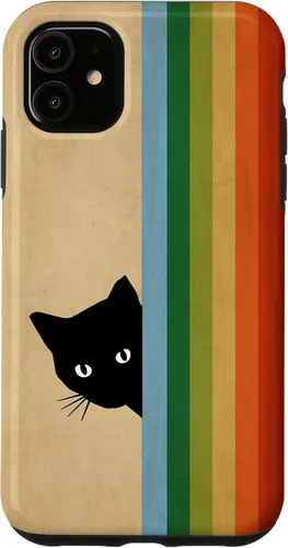 Vista 8 de Black Kitty Cat - Retro Vintage Rainbow Phone Case for iPhone 17