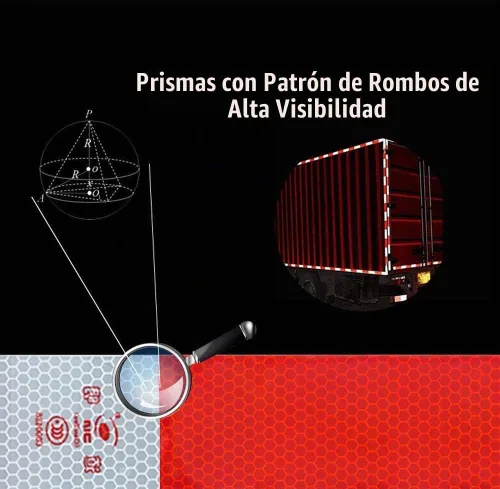 Vista 2 de Cinta Reflectante DOT-C2 de 2" X 100 Pies - 6" Roja x 6" Blanca Cinta Reflectora de Conspicuidad Impermeable - Tiras de Pegatinas de Seguridad